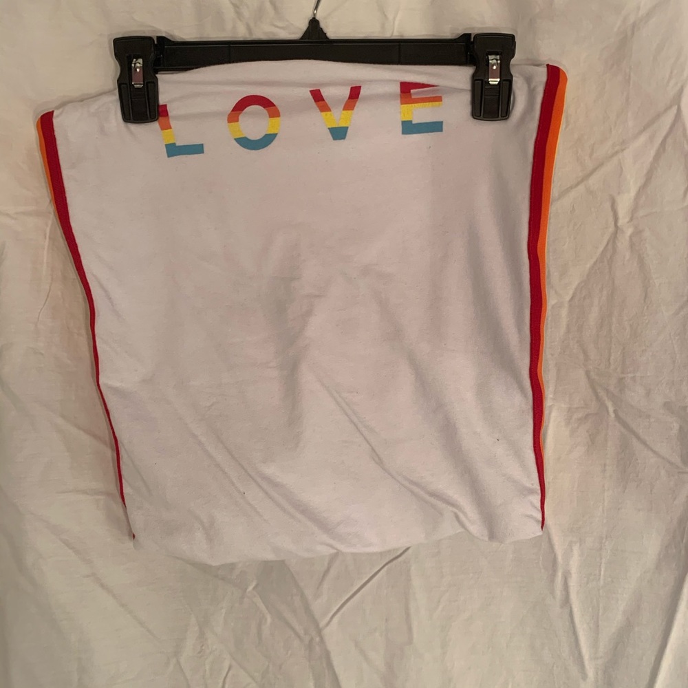 White and rainbow striped, tube top